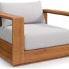 New Outdoor Wood Patio Chair Weather-Resistant Cushions Ideal Club Chair