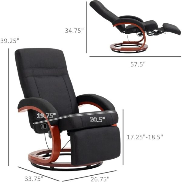 New Recliner Chair for Adults Adjustable Swivel with Footrest Padded Arms and Wood Base Chair