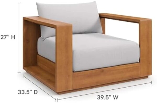 New Outdoor Wood Patio Chair Weather-Resistant Cushions Ideal Club Chair