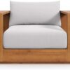 New Outdoor Wood Patio Chair Weather-Resistant Cushions Ideal Club Chair