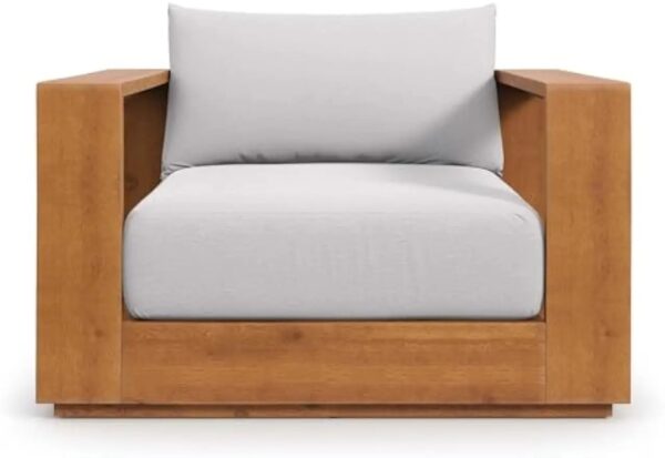 New Outdoor Wood Patio Chair Weather-Resistant Cushions Ideal Club Chair